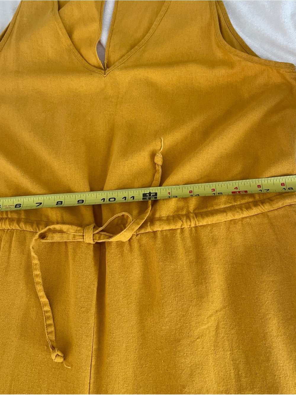 DREW by Anthropology Linen Minimalist Jumpsuit Pockets Drawstring Lrg Mustard - Picture 11 of 16